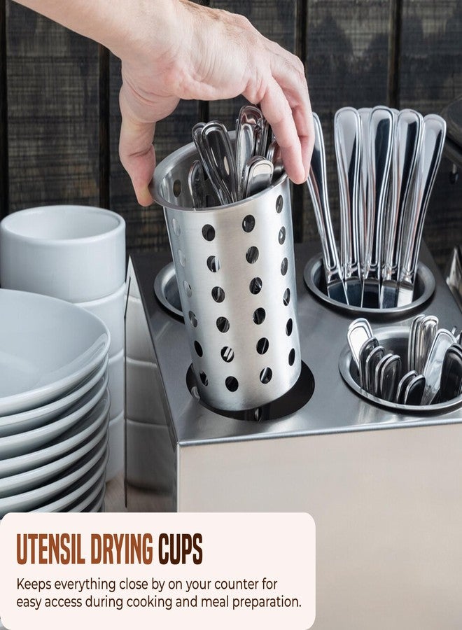 OCSParts OCS Parts Stainless Steel Utensil Drying Cups | Stainless Steel | Set of 3 | Perforated Kitchen Flatware and Silverware Holder - Image 3